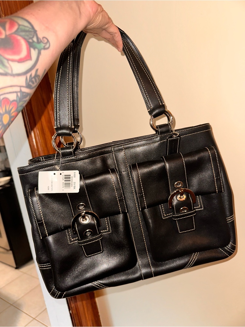 Coach | Soho Leather East/West Tote | Style 6468 (Black)